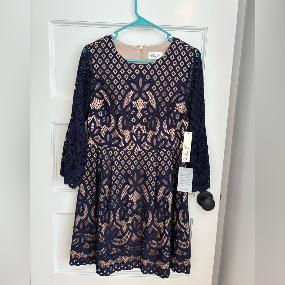 Eliza J Navy Lace  shift dress